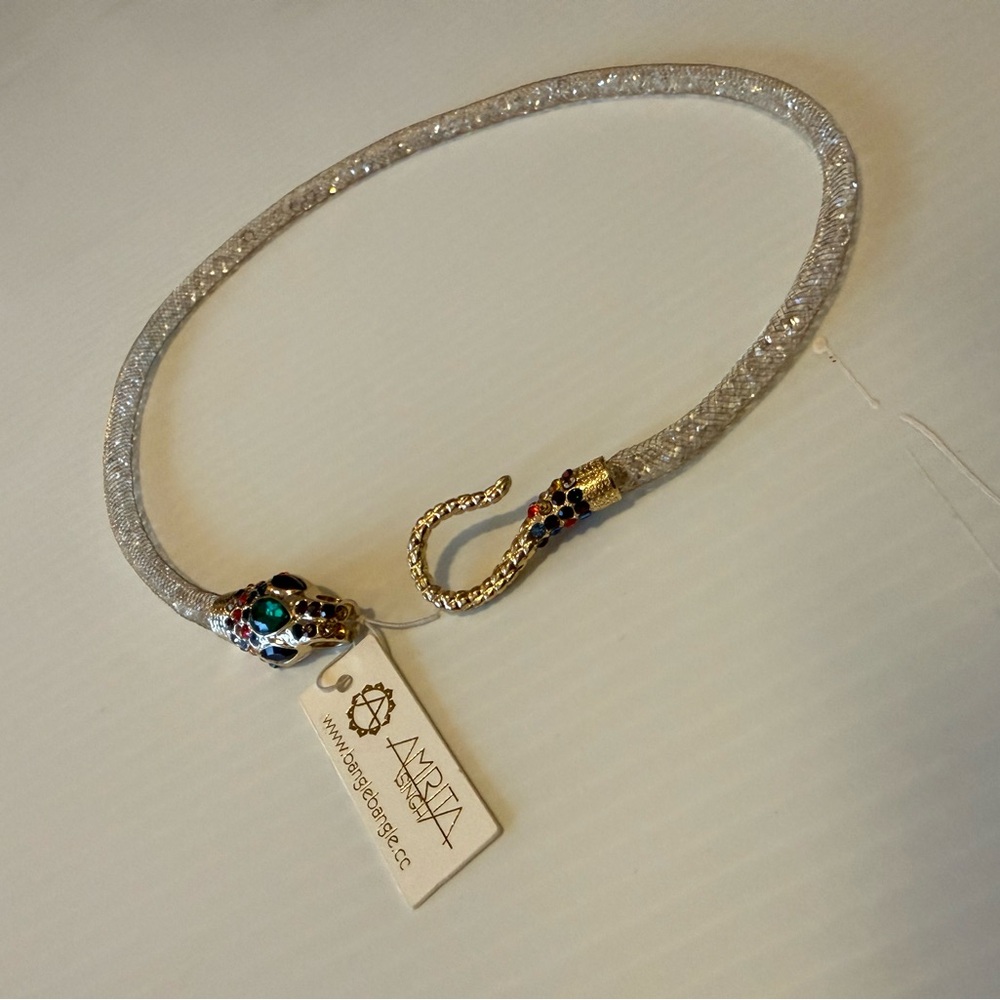 Amrita Singh Gold Snake Necklace with Jewel Accents